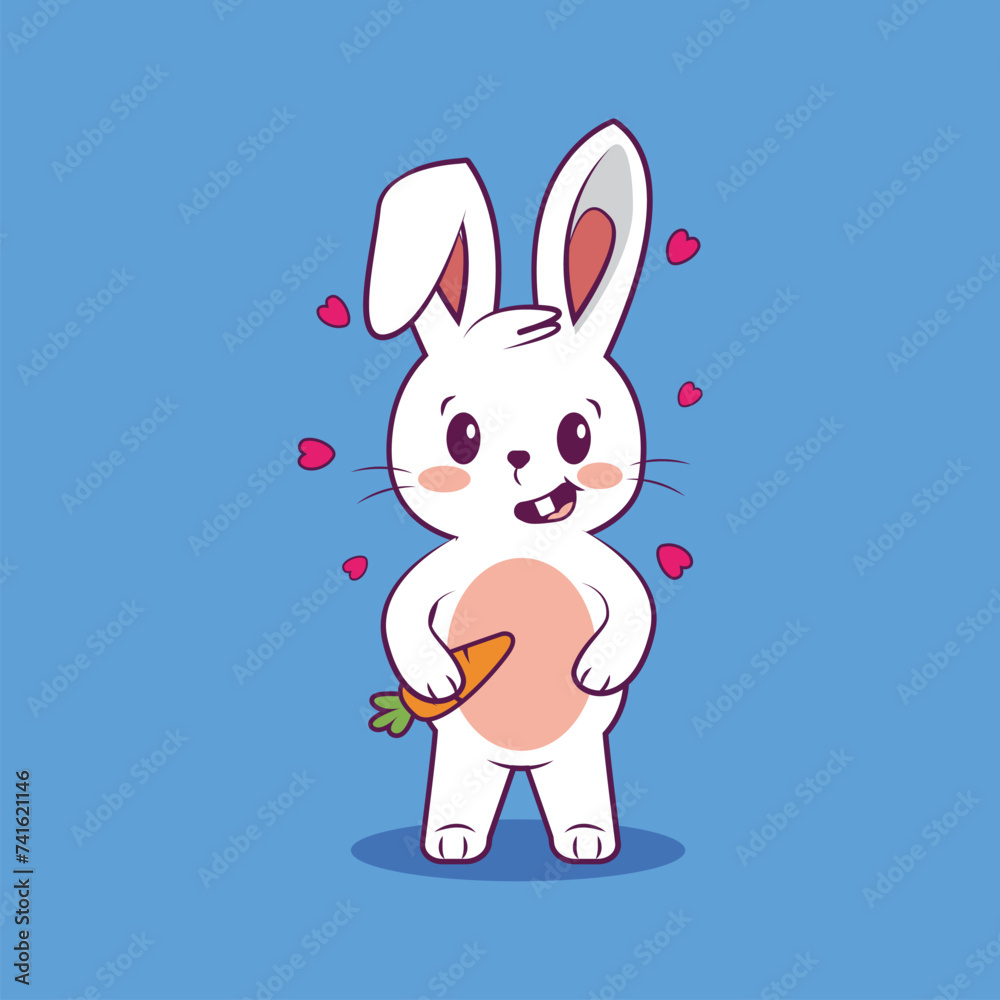 Fototapeta premium Happy Easter Bunny vector illustration. Cute bunny cartoon character