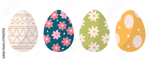 Adorable easter  eggs. Hand drawn cute easter eggs set. Spring modern vector illustration for print design,  poster, card, scrapbooking , stickers, greeting cards, Easter, thanksgiving.