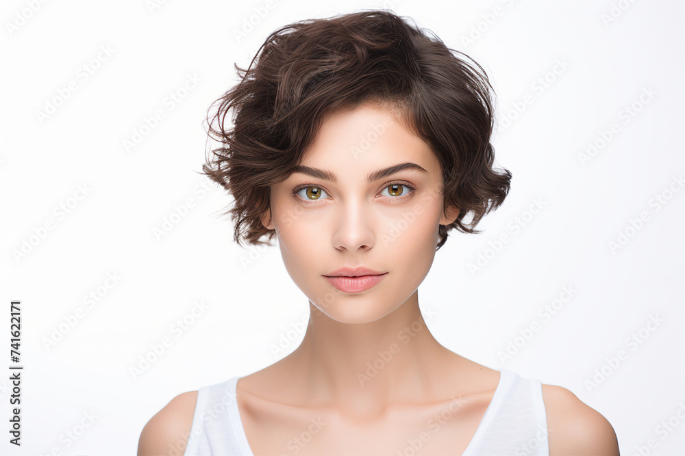 Generative IA technology illustration amazing woman happily smiling casual clothes Generative IA technology illustration amazing woman happily smiling casual clothes