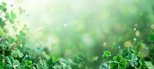 perfect background for a saint patrick's day post or banner green background space for text around four and three leaf clovers