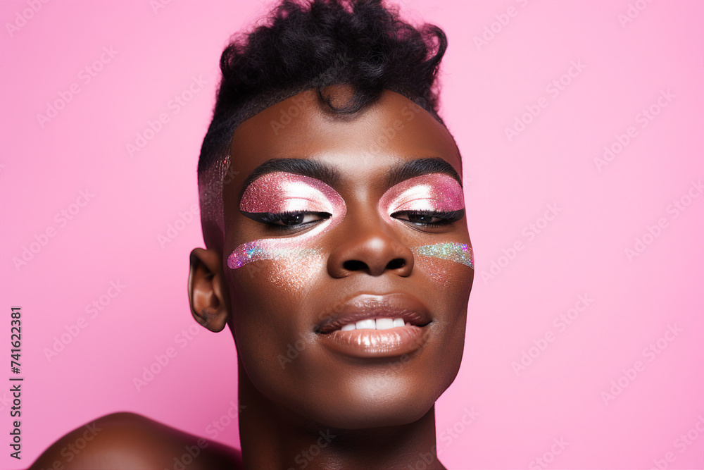 AI generated portrait of a glamour man lgbt community freedom and equality concept AI generated portrait of a glamour man lgbt community freedom and equality concept
