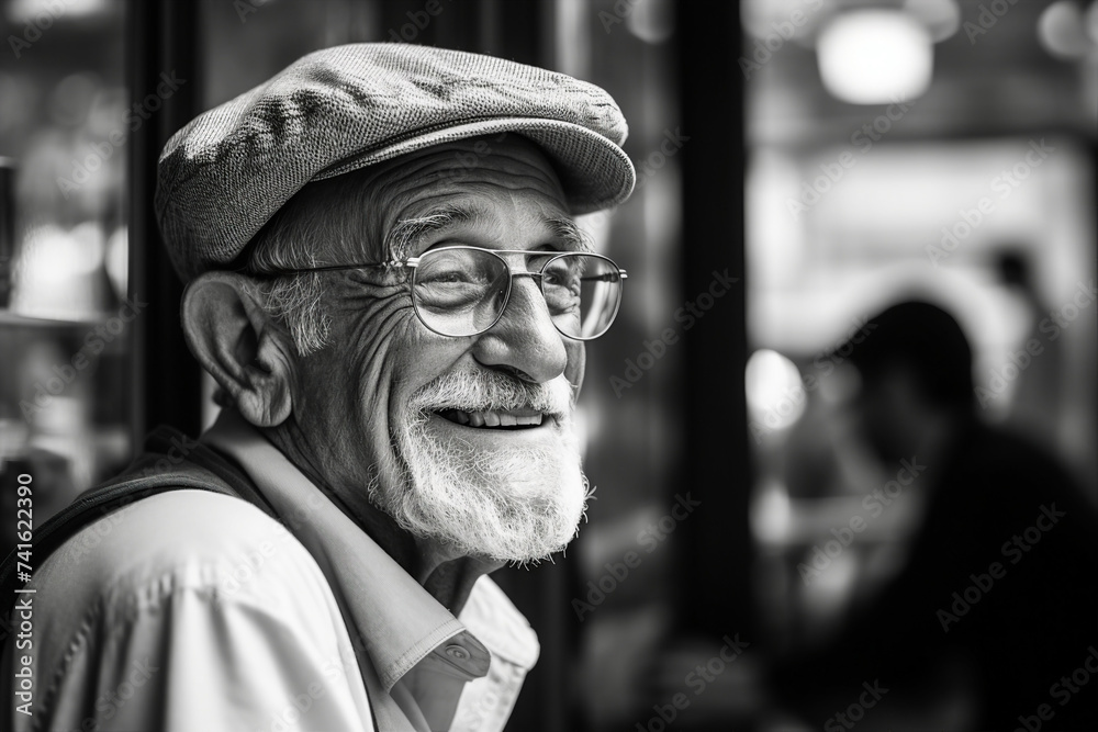 Portrait of an elderly mature man spending free time alone generated with AI technology Portrait of an elderly mature man spending free time alone generated with AI technology
