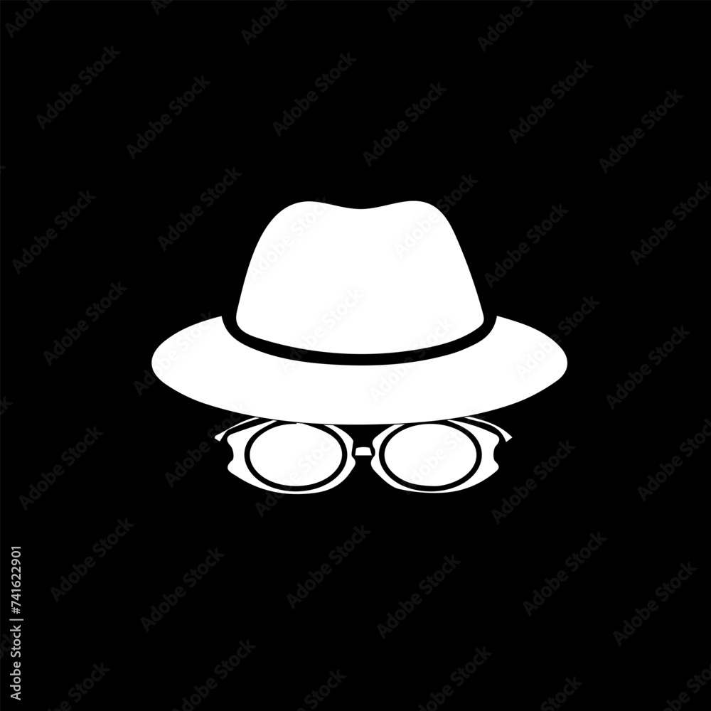 Incognito Icon Man woman face with glasses Black and White Vector Graphic. Spy agent line and glyph icon, security and detective, hacker Incognito Icon Man woman face with glasses Black and White Vector Graphic. Spy agent line and glyph icon, security and detective, hacker