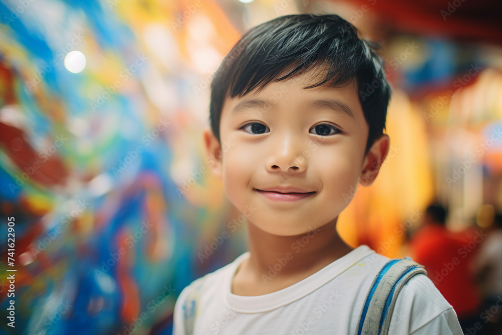 Child painting in the kindergarten art classes school generative AI Child painting in the kindergarten art classes school generative AI