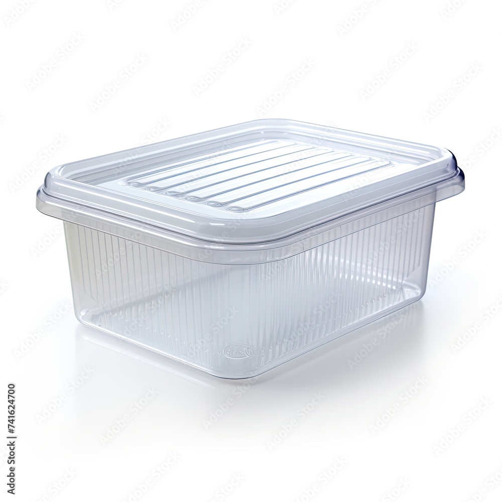 Plastic container with lid on white background. Plastic container with lid on white background.