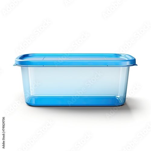 Plastic container with lid on white background. 