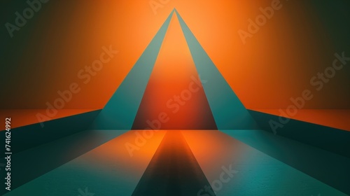 Futuristic Triangle Portal on Horizon at Sunset     A Surreal Digital Landscape abstract background