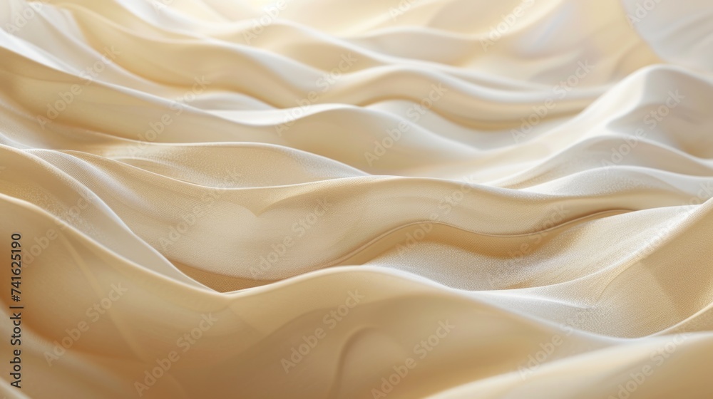 Textured Elegance: Creamy Waves of Silk Fabric Undulating in a Smooth, Abstract Pattern background