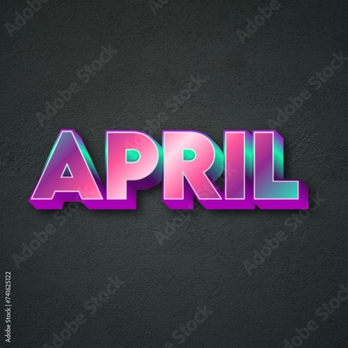 3D April text poster art