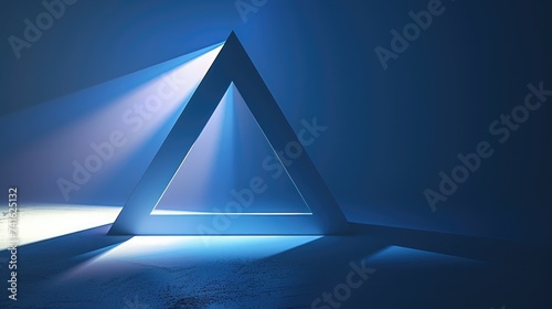 Mystic Blue Triangle: Illuminated Geometric Shape Casting Cool Hues for a Modern Abstract Concept background