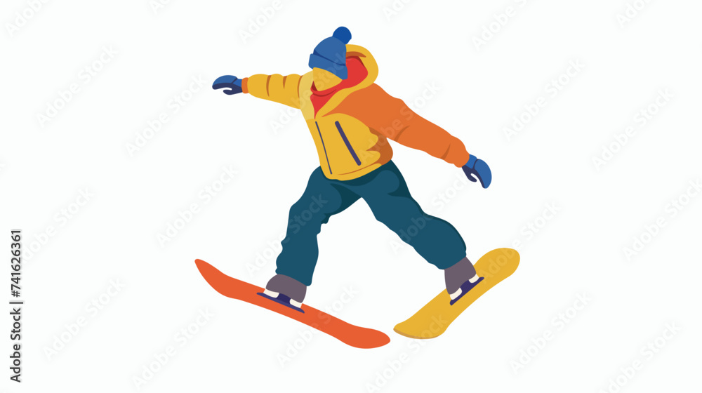 Man snowboarding vector flat minimalistic isolate