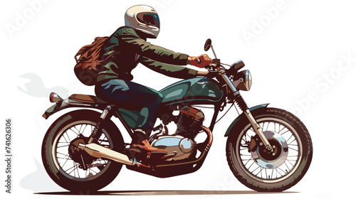 Man riding Motor bike isolated vector style with