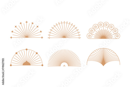 Vector design elements and simple illustrations in simple linear style, packaging template, minimal designs for golden foil printing