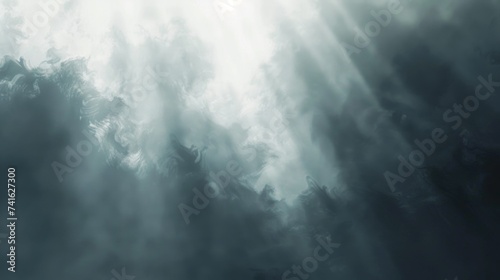 Mystic Smoky Depths with Rays of Light, Abstract Atmospheric Background, Ethereal Smoke Texture