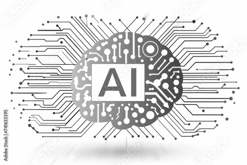 AI Brain Chip information technology. Artificial Intelligence digital strategy human cisc mind circuit board. Neuronal network ionotropic receptors smart computer processor hsm photo