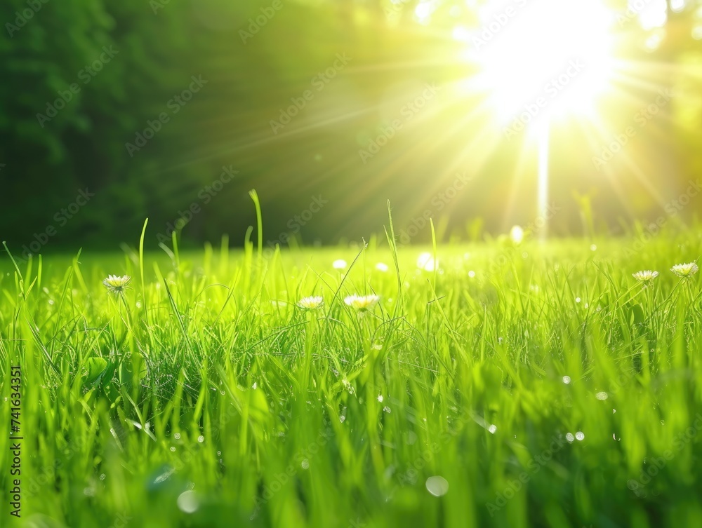 green grass with sun rays green grass with sun rays