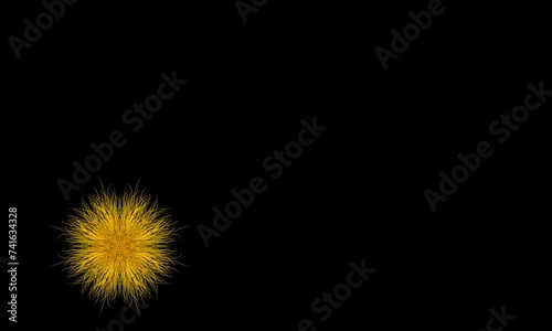 Yellow fantasy flowers on a black background Created from a graphics program Can be used in media design.
