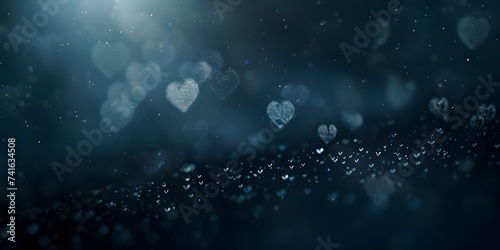 Abstract dark gradient background with hearts shape bokeh © Jing