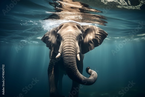 elephant swimming in the water © Atchara