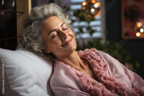 The sheer joy of waking up to a new day is evident on the face of a senior woman, whose radiant smile reflects the happiness and contentment found in the golden years