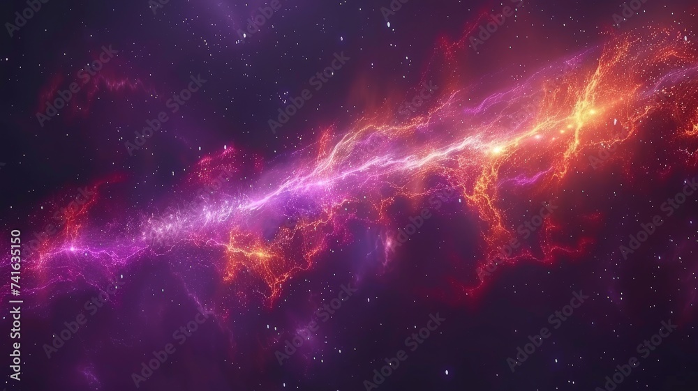 Cosmic Nebula Lights in Vibrant Hues of Pink and Gold Across the Starry Sky