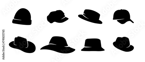 set of silhouette hats vector, white background eps 10