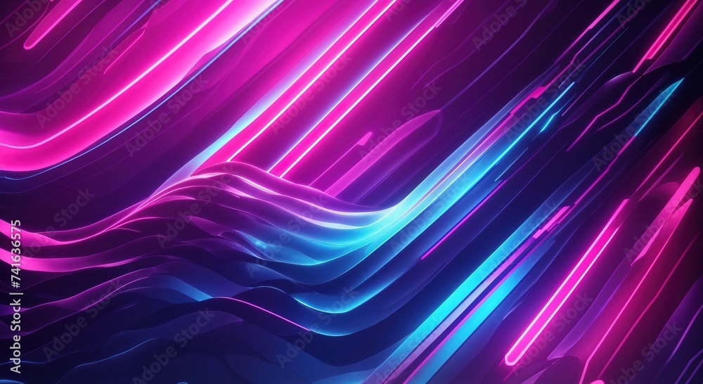 Fototapeta premium abstract neon background with ascending pink and blue glowing lines