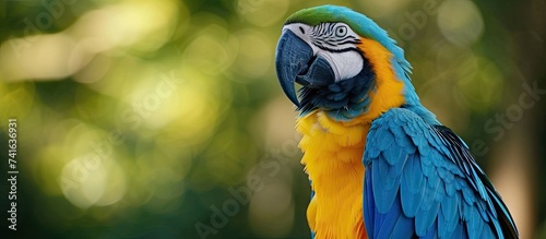 The blue and yellow macaw A...