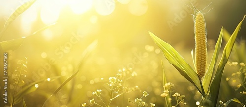 Ear of bright yellow fresh ...