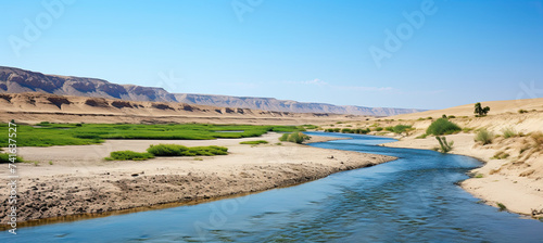  Long river between desert