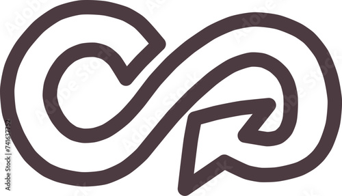 無限記号に矢印を組み合わせたシンプルなマークのイラスト