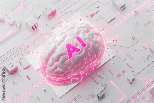 AI Brain Chip ai bias. Artificial Intelligence remote access human gene therapy mind circuit board. Neuronal network peripheral nervous system smart computer processor ram slots