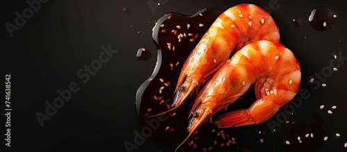 Soy Sauce Marinated shrimp Korean food. with copy space image. Place for adding text or design