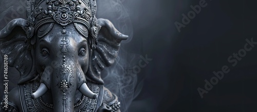 Ganesha or Ganapati the elephant headed Hindu god. with copy space image. Place for adding text or design