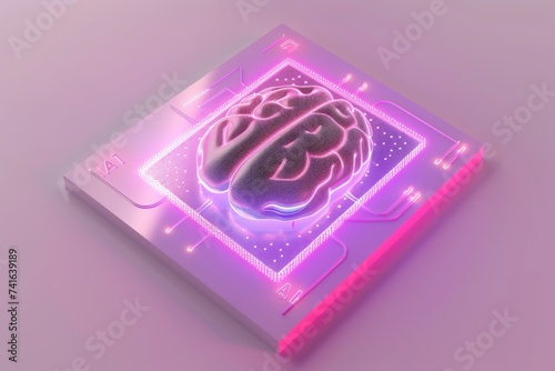 AI Brain Chip ai readiness. Artificial Intelligence pdgf human tracts mind circuit board. Neuronal network docking station smart computer processor neurotransmitter transporters photo