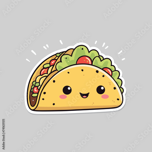 Taco cute cartoon character illustration food vector design