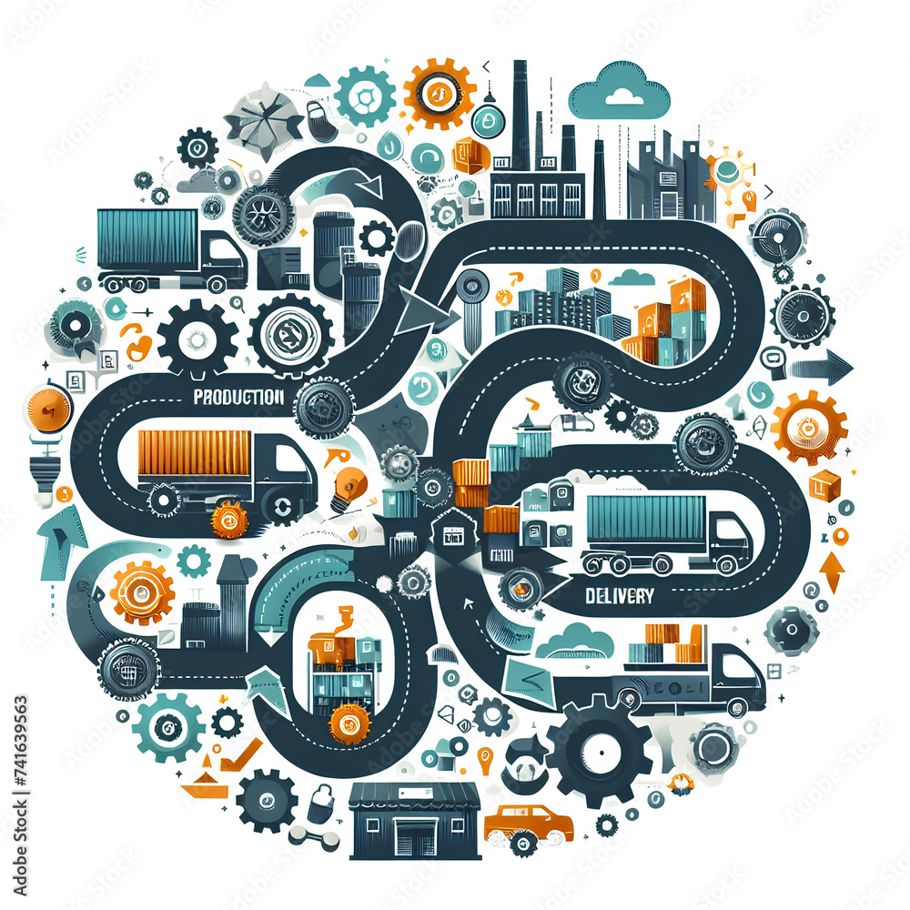 Obraz premium logistics chain for moving goods abstractly