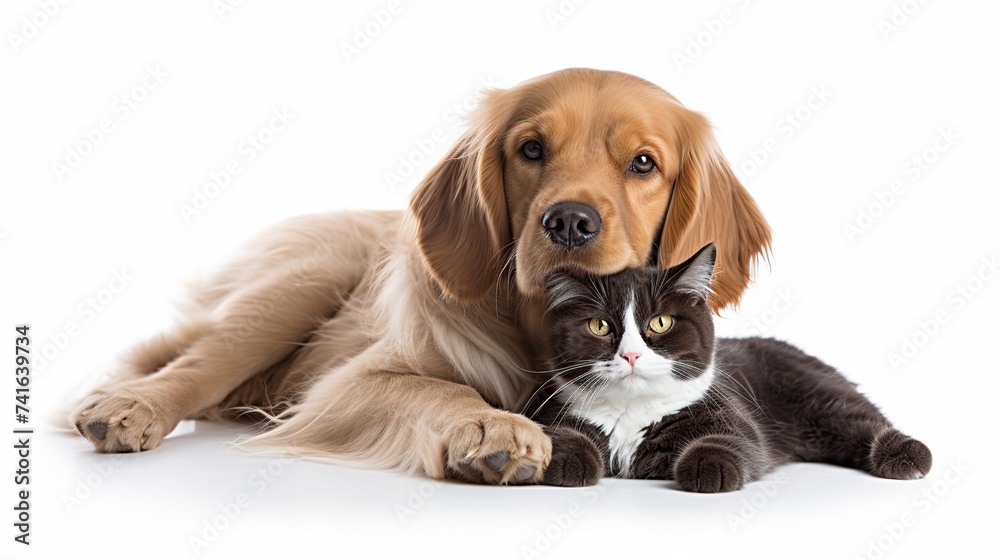 Cat and dog together posing on a white background Cat and dog together posing on a white background