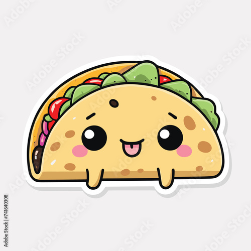 Taco cute cartoon character illustration food vector design