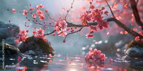 cherry blossoms，With Generative AI technology