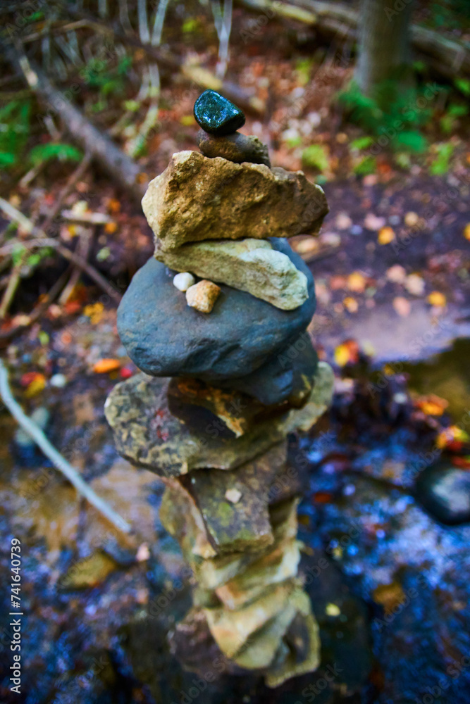 Autumn Cairn in Woodland with Bokeh Background Autumn Cairn in Woodland with Bokeh Background