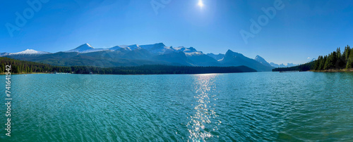 The view from the Medicine Lake Lookout in Jasper Narional Park along the Maligne Lake Road photo