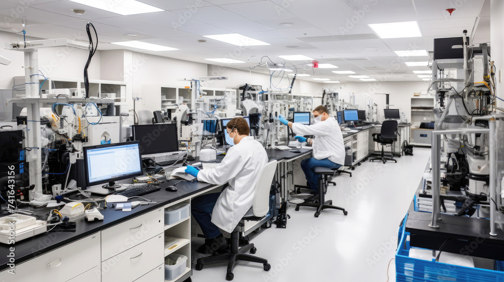 Scientists Working Together in Modern Research Laboratory Scientists Working Together in Modern Research Laboratory
