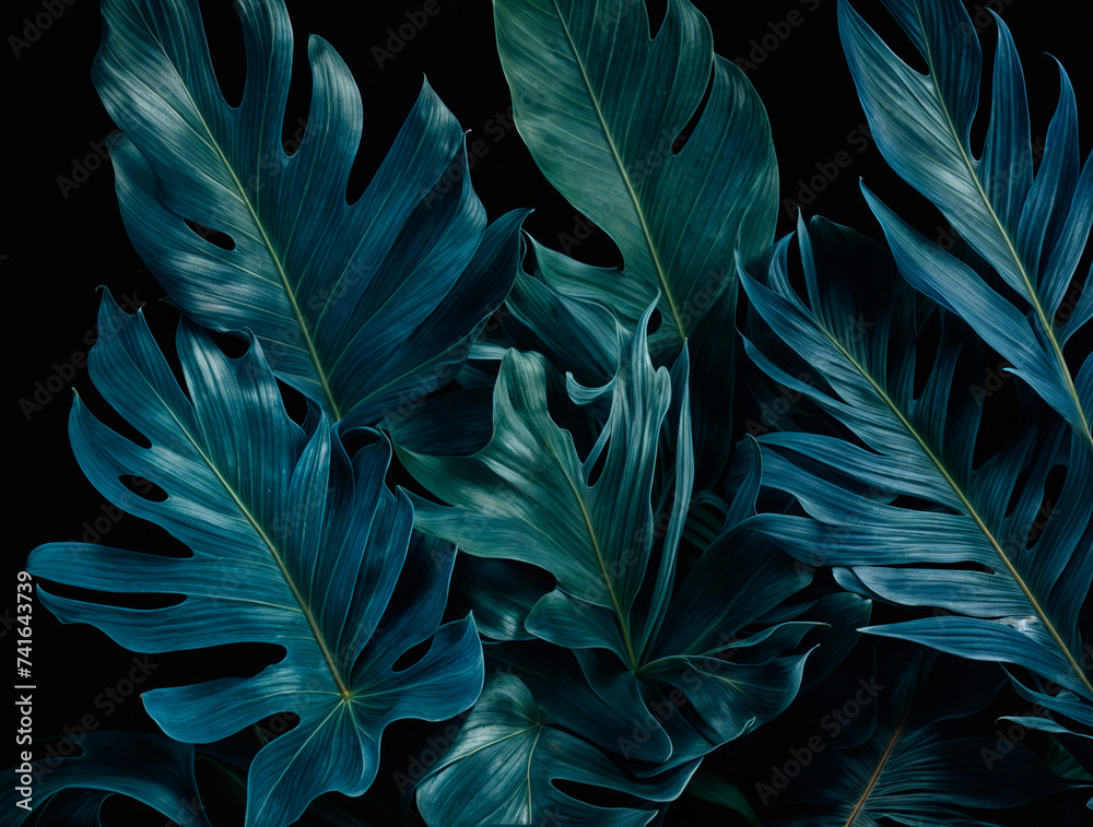 Tropical leaves in a studio background scene Tropical leaves in a studio background scene