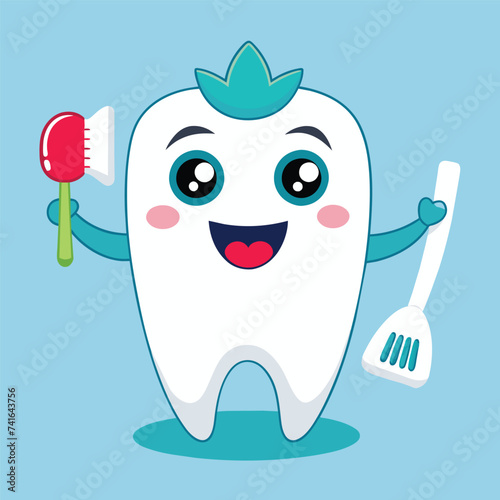 cartoon dental hygiene character vector illustration