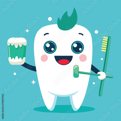 cartoon dental hygiene character vector illustration