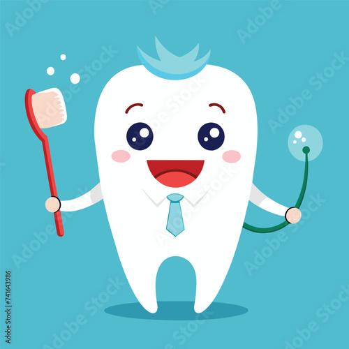 cartoon dental hygiene character vector illustration