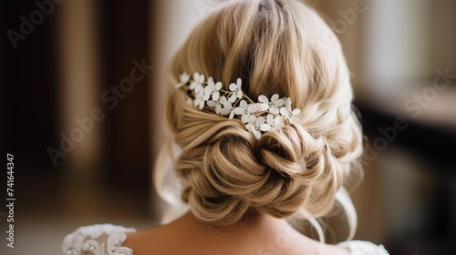 Hair do with an elegant bridal hair accessorie