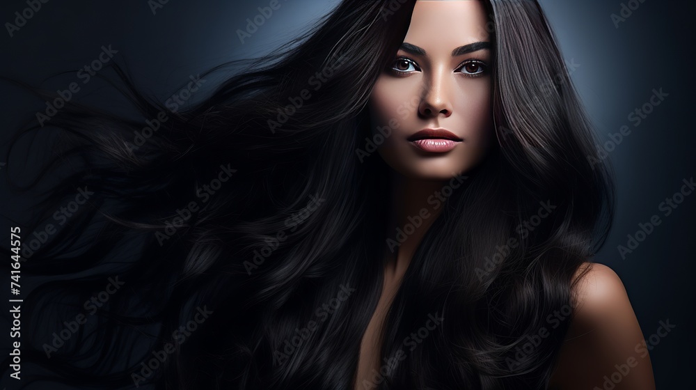 Hair. Healthy Long Black Hair. Beauty Brunette Woman. Gorgeous Hair