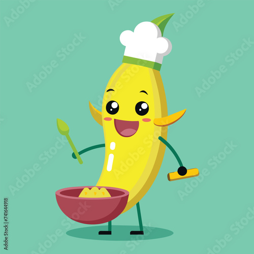 vector banana character is cooking